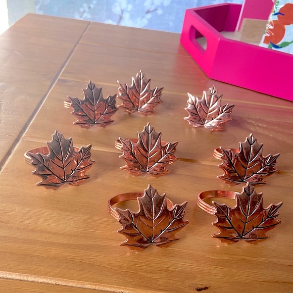 Other - HP🍁 Fall Leaf Harvest Copper Napkin Rings 8 count